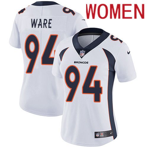 Women Denver Broncos #94 DeMarcus Ware White Nike Vapor Limited NFL Jersey->women nfl jersey->Women Jersey
